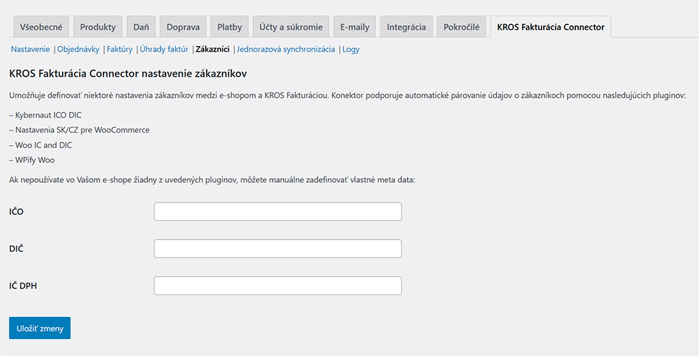 Nastavenie synchronizácie zákazníkov z e-shopu do KROS Fakturácie